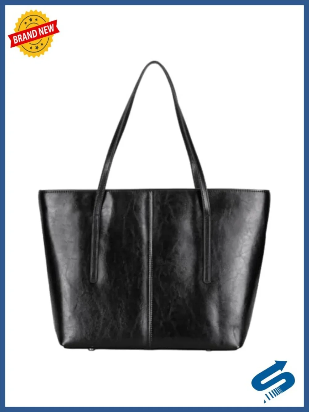 Vintage Genuine Leather Zipper Tote Bag for Women Cowhide Large Work Handbag